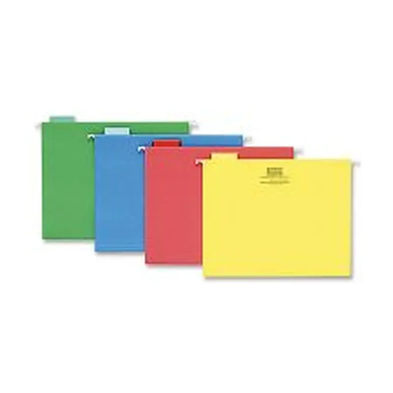 Sparco 1/5-Cut Color Hanging File Folders, Letter Size, Assorted, Box Of 25