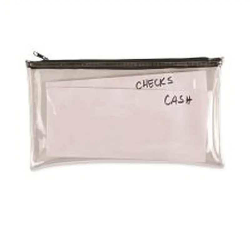 Universal Zippered Wallets/Cases, Leatherette PU, 11 x 6, Clear/Black, 2/Pack