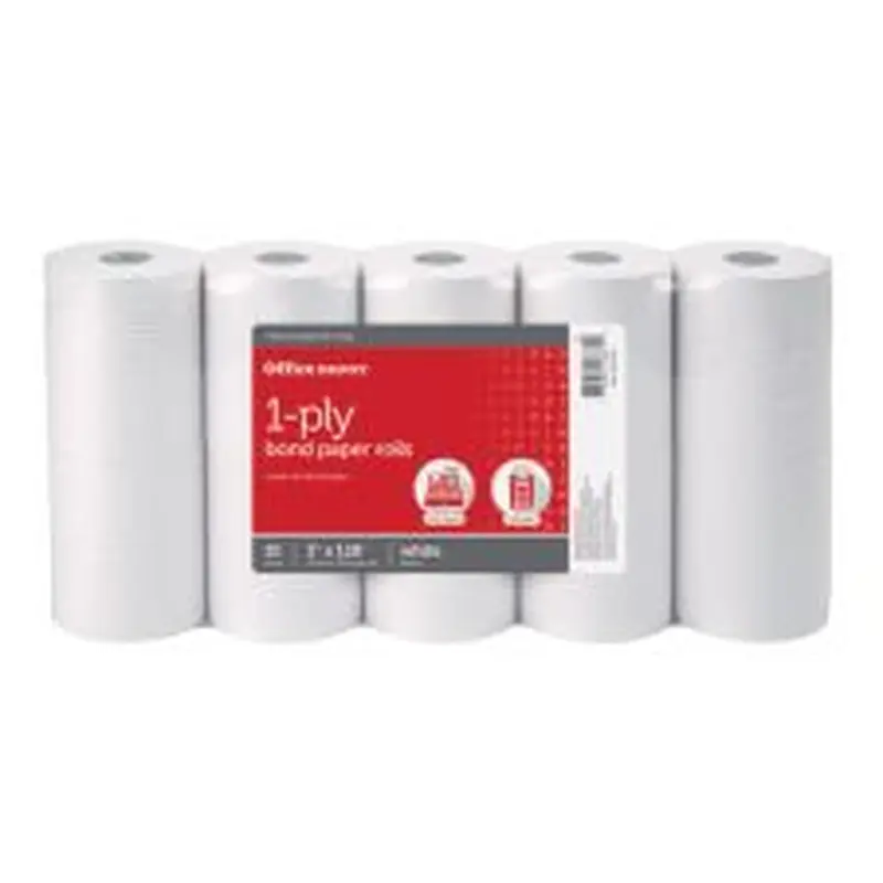 1-Ply Bond Paper Rolls, 3" x 128', White, Pack Of 10
