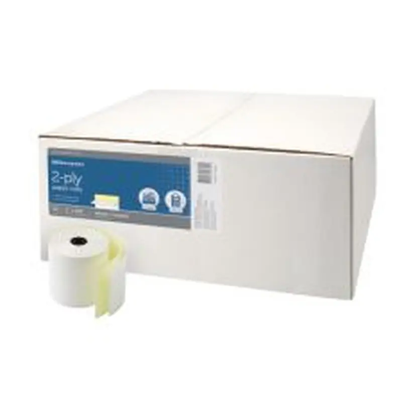 2-Ply POS & Credit Card Carbonless Rolls, 3" x 100', White/Canary, Pack Of 50