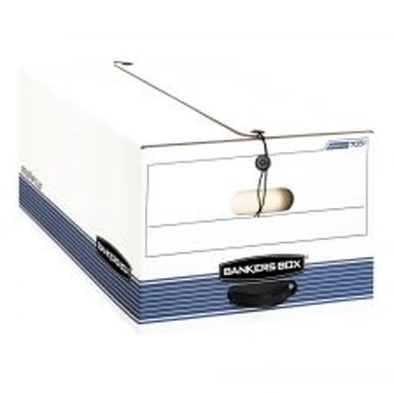 Bankers Box Stor/File Standard-Duty Storage Boxes, Legal Size, 24" x 15" x 10", 60% Recycled White/Blue, Case Of 3 - 0070505