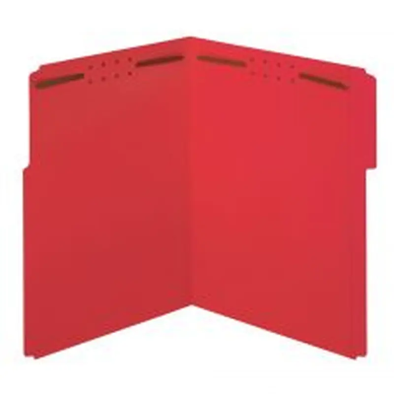 Color Fastener File Folders, Letter Size (8-1/2" x 11"), 2" Expansion, Red, Box Of 50