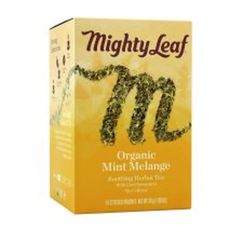 Mighty Leaf Tea Whole Leaf Tea Pouches, Organic Mint Melange, 15/Box