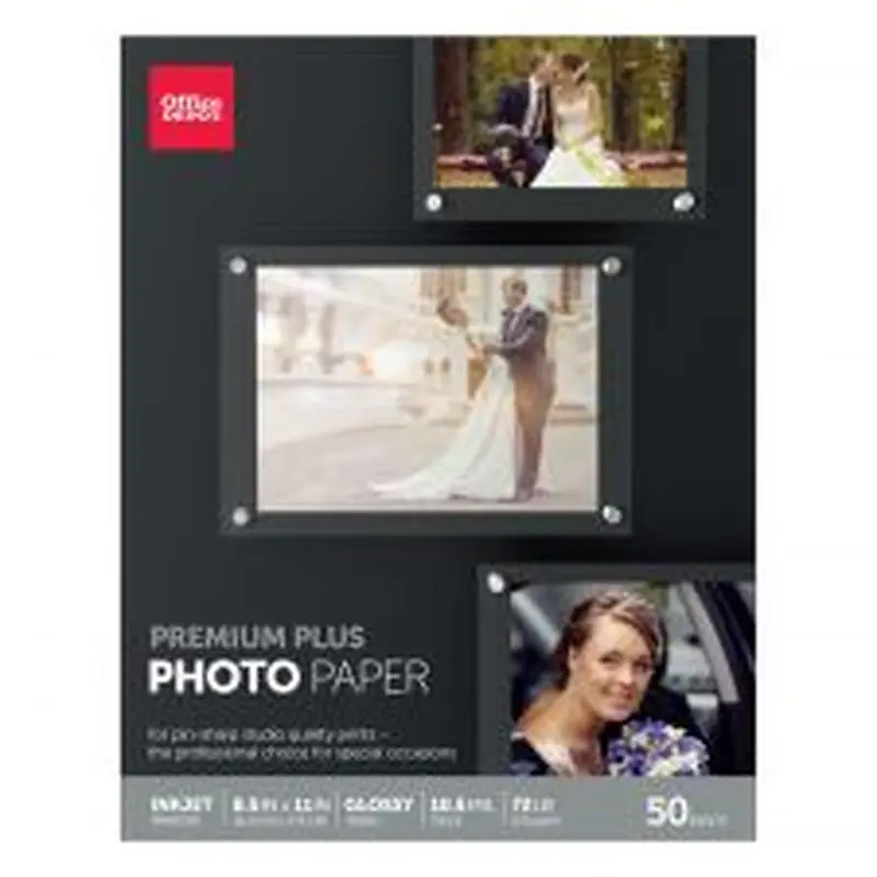 Premium Plus Photo Paper, Glossy, Letter Size, White, Pack Of 50 Sheets