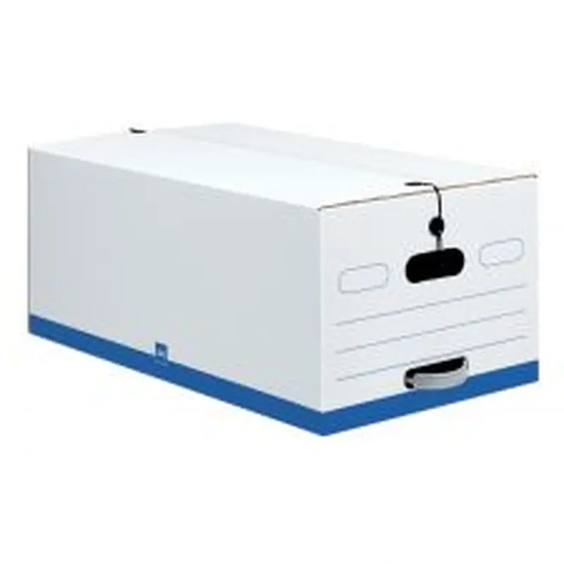 Quick Set Up Standard-Duty Storage Boxes, Legal Size, 24" x 15" x 10", White/Blue, Pack Of 12 - 0800703