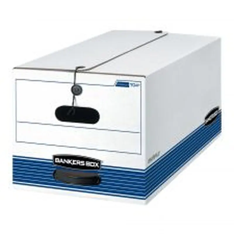 Bankers Box Stor/File Medium-Duty Storage Boxes, Letter Size, 24" x 12" x 10", White/Blue, Case Of 4 - 70407
