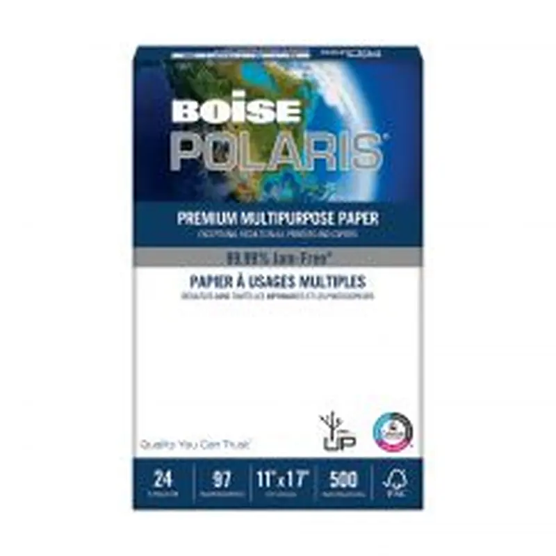 Boise POLARIS Premium Multi-Use Printer & Copy Paper, White, Ledger (11" x 17"), 500 Sheets Per Ream, 24 Lb, 97 Brightness, FSC Certified