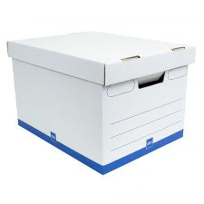 Medium-Duty Storage Boxes, Letter/Legal Size, 15" x 12" x 10", White/Blue, Pack Of 12 - 0800306