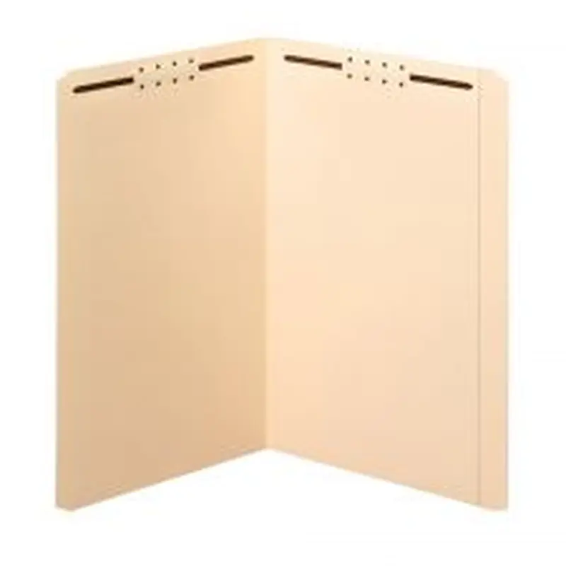 Manila Fastener Folders, 2 Fasteners, Straight Cut, Legal Size, Box of 50 Folders