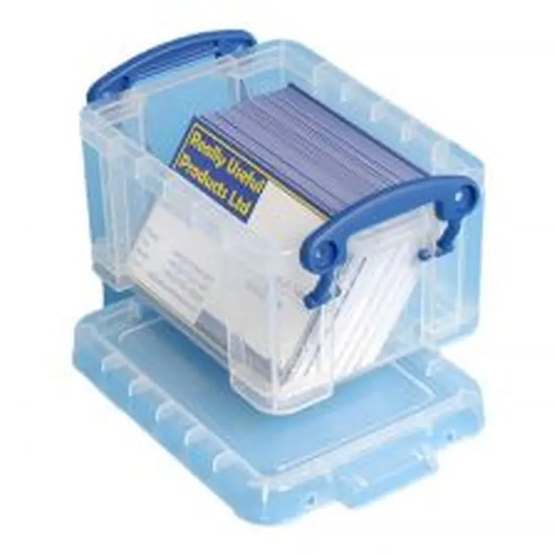 Really Useful Box Plastic Storage Container With Built-In Handles And Snap Lid, 0.3 Liter, 4 3/4" x 3 1/4" x 2 1/2", Clear