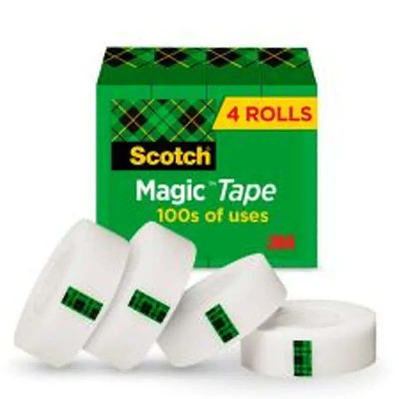 Scotch Magic Tape, Invisible, 4 Tape Rolls, 3/4 in x 1000 in, Home Office Supplies and School Supplies for College and Classrooms