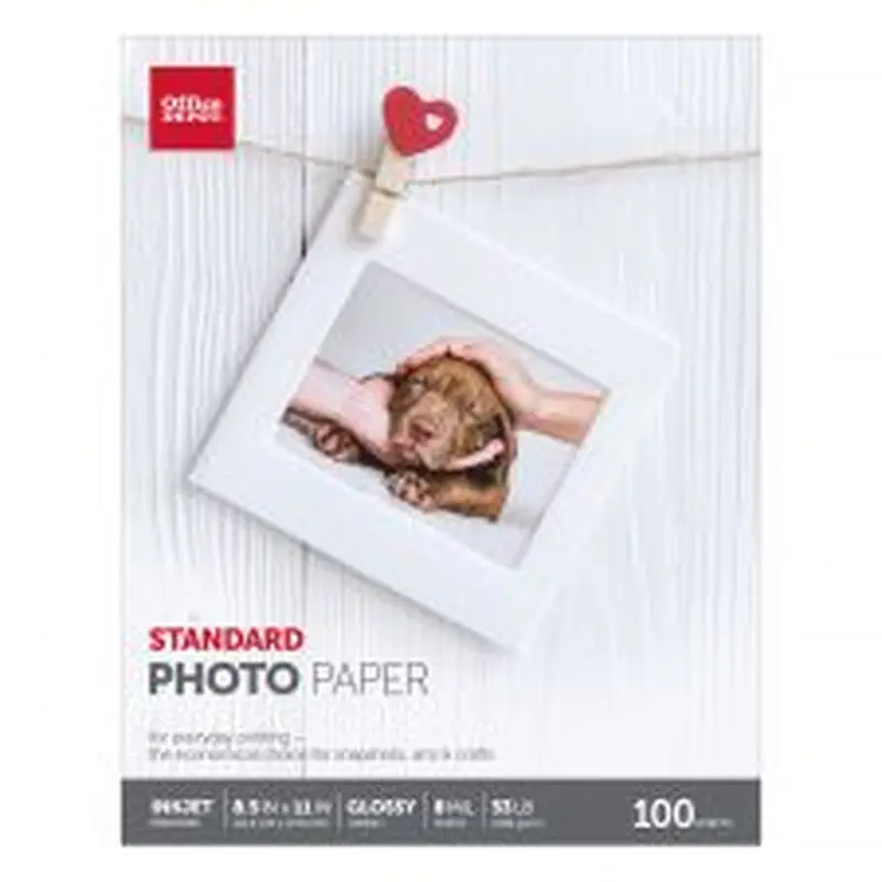 Standard Photo Paper, Glossy, Letter Size, White, Pack Of 100 Sheets