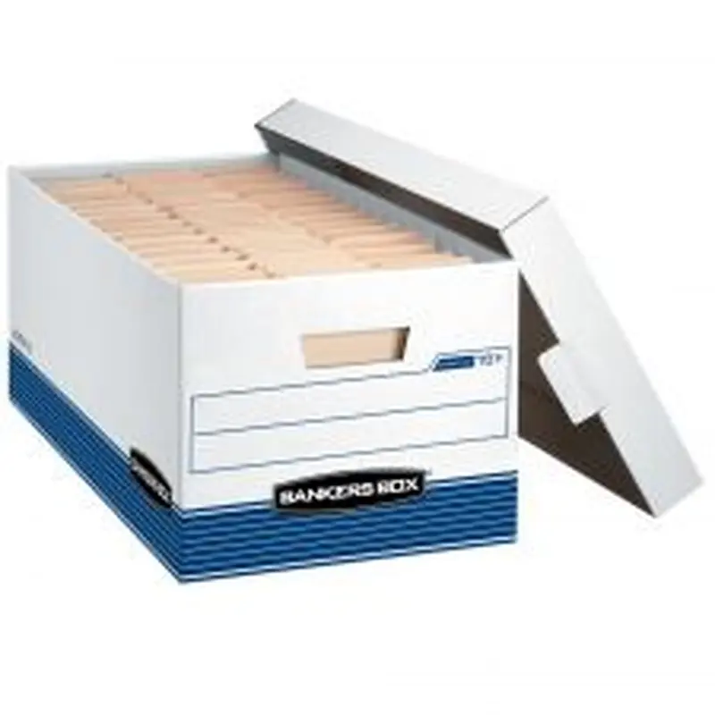 Bankers Box Stor/File Medium-Duty Storage Boxes, Letter Size, 24" x 12" x 10", White/Blue, Case Of 4 - 70140FF