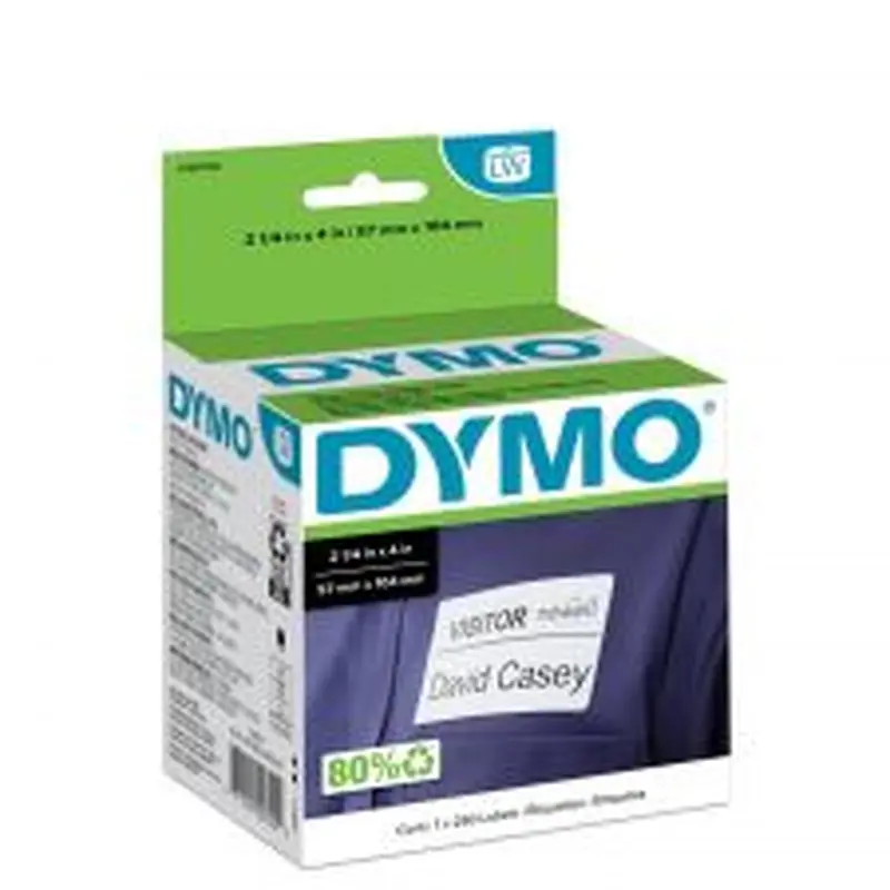 DYMO LabelWriter Name Badge Self-Adhesive Labels, 1760756, White, 2 1/4" x 4", Roll 0f 250 Labels