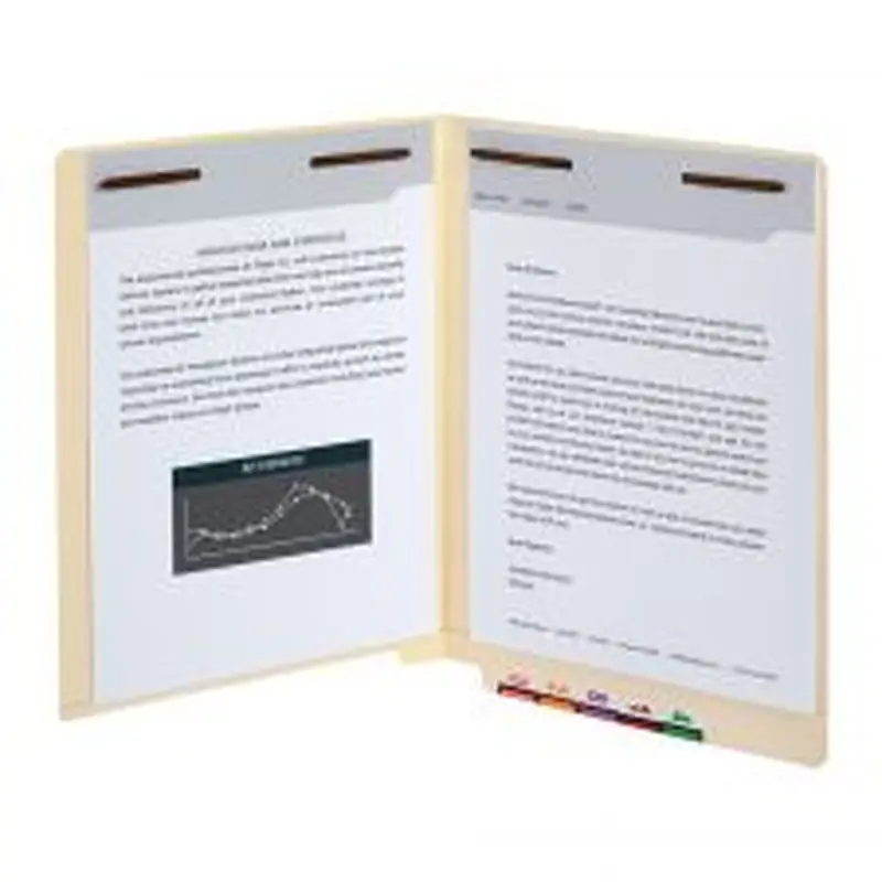End Tab Fastener Folders, 2 Bonded Fasteners, Straight-Cut Tabs, Letter Size, Manila, Box Of 50