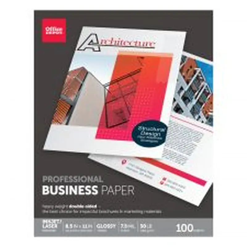 Professional Business Paper, Glossy, Double-Sided, Letter Size, White Pack Of 100 Sheets