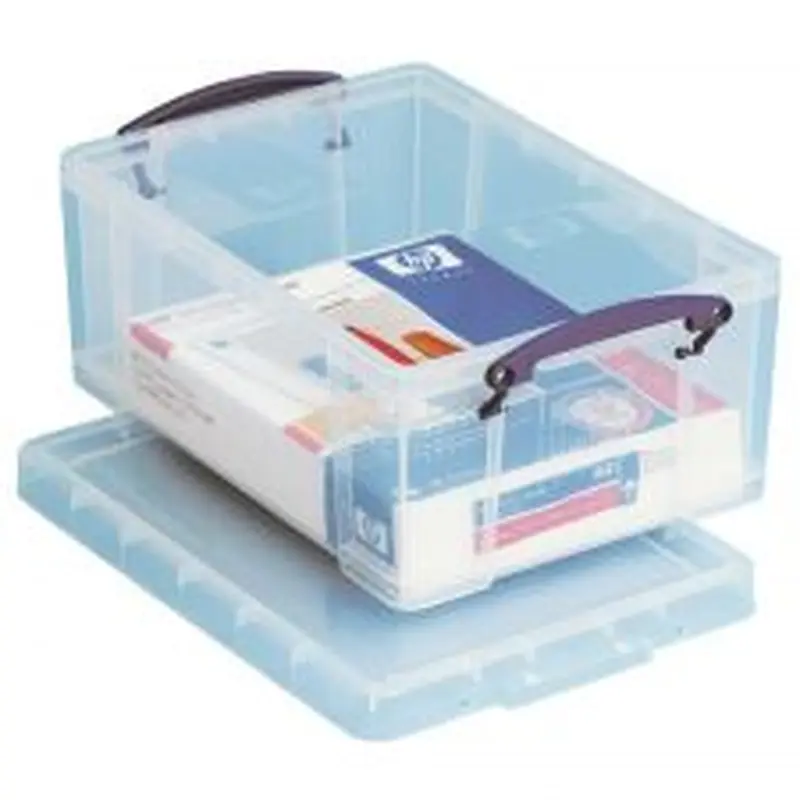 Really Useful Box Plastic Storage Container With Built-In Handles And Snap Lid, 9 Liters, 10 1/4" x 14 1/2" x 6 1/4", Clear