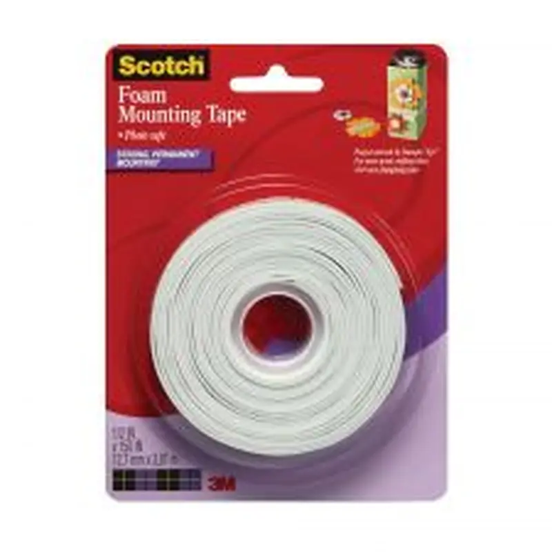 Scotch Foam Mounting Tape, 1/2" x 150", White