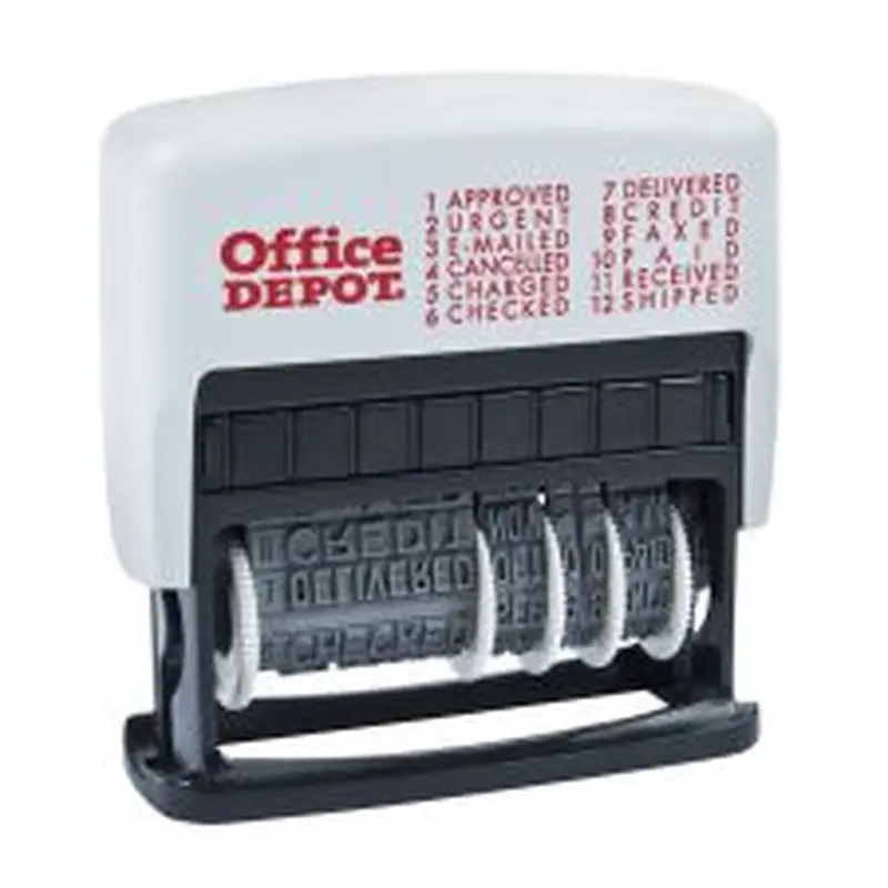 Self-Inking 12-in-1 Micro Message Stamp Dater, 1-1/16 x 5/32 Impression, Black Ink
