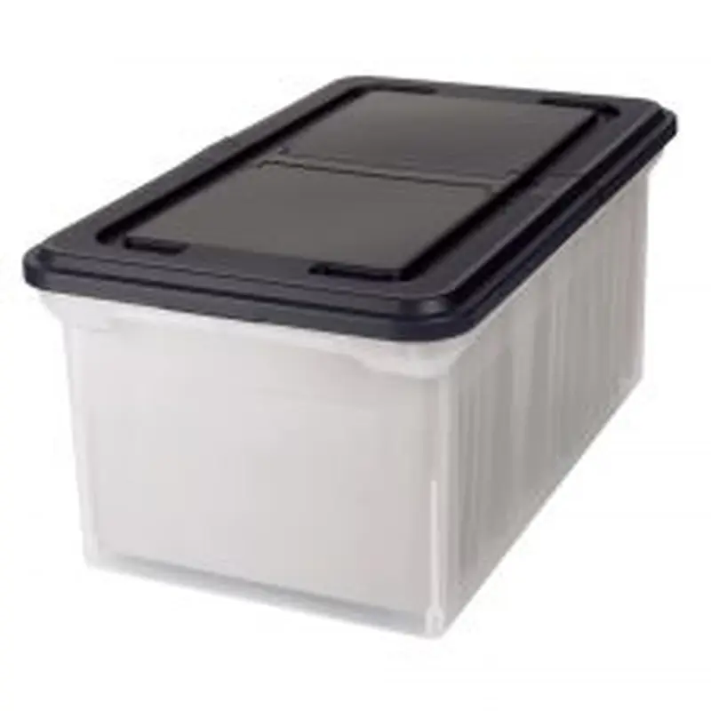 Stackable File Tote Box, Letter Size, 10-7/10"H x 22-4/5"D x 13-7/10"W, Clear/Black