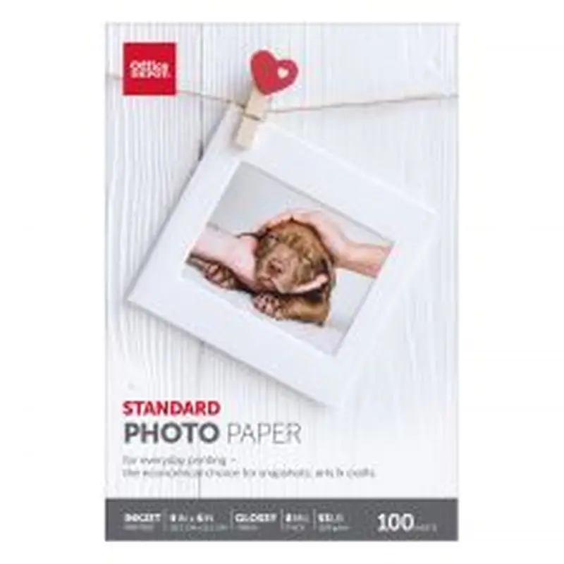 Standard Photo Paper, Glossy, 4" x 6", White, Pack Of 100 Sheets