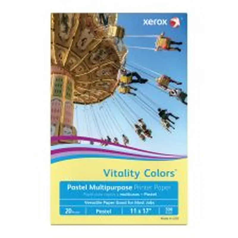 Xerox Vitality Colors Multi-Use Printer & Copy Paper, 1 Ream, Yellow, Ledger (11" x 17"), 500 Sheets Per Ream, 20 Lb, 30% Recycled
