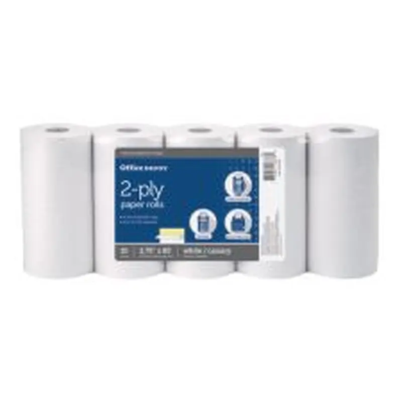 2-Ply Paper Rolls, 2-3/4" x 85', Canary/White, Pack Of 10