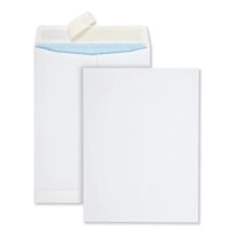 Quality Park Redi-Strip Security Tinted Envelope, #10 1/2, Square Flap, Redi-Strip Adhesive Closure, 9 x 12, White, 100/Box