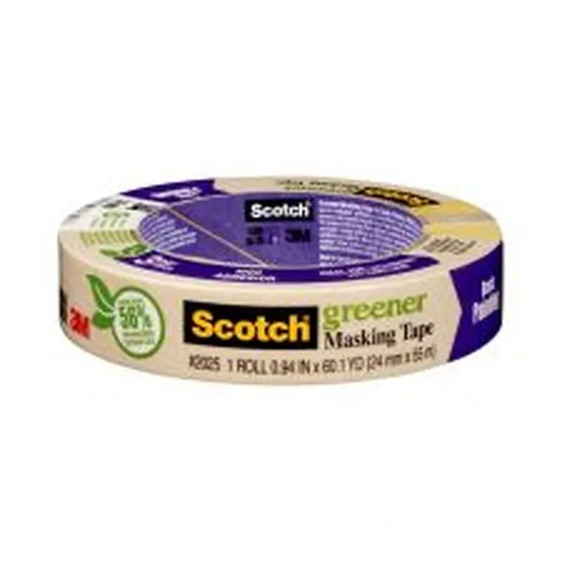 Scotch Greener General Purpose Masking Tape, 1 Tape Roll, 1 in x 60 yd, 3" Core, Tan
