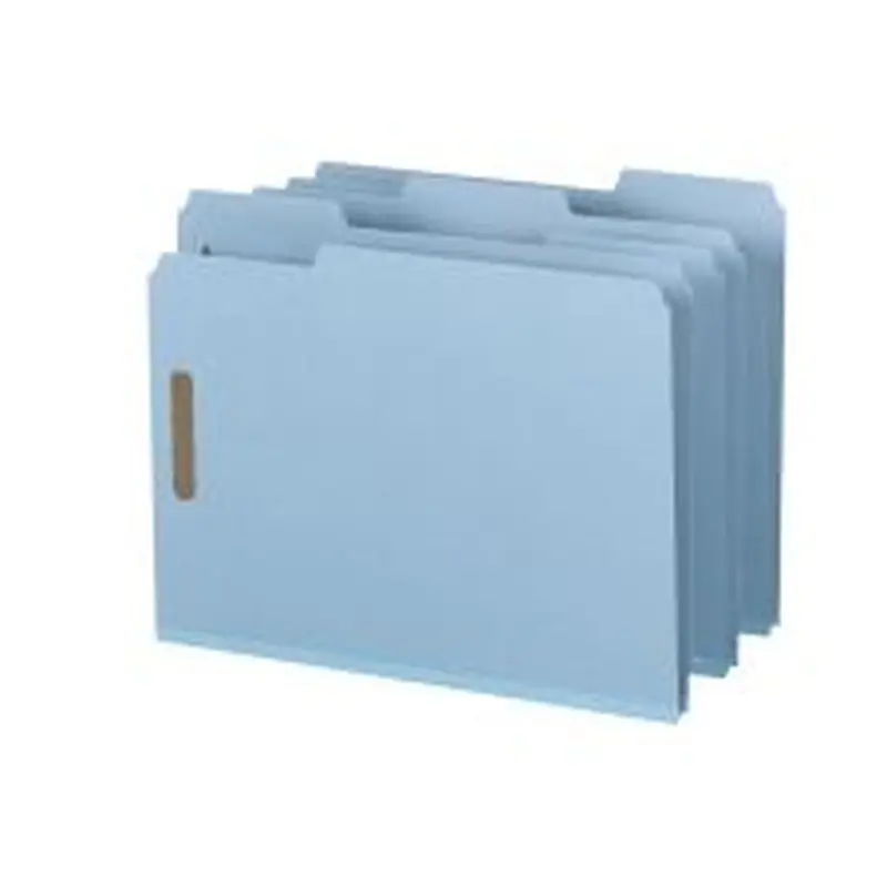 Smead Pressboard Fastener Folders, 1" Expansion, 8 1/2" x 11", Letter, 100% Recycled, Blue, Box of 25