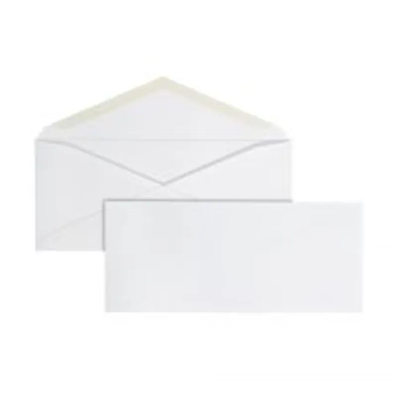 Envelopes, 4-1/8" x 9-1/2", Gummed Seal, White, Box Of 100