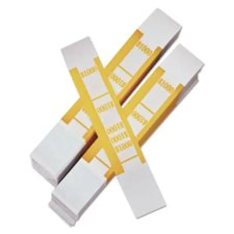 Iconex Color-Coded Kraft Currency Straps, $10 Bill, $1000, Self-Adhesive, 1000/Pack
