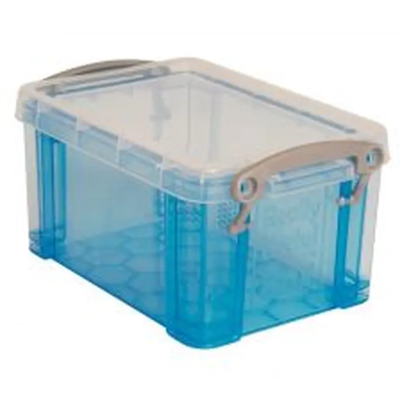 Really Useful Box Plastic Storage Container With Built-In Handles And Snap Lid, 1.6 Liters, 7 1/2" x 5 1/4" x 4 1/4", Blue