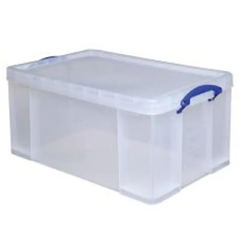 Really Useful Box Plastic Storage Container With Handles/Latch Lid, 28" x 17 5/16" x 12 1/4", Clear