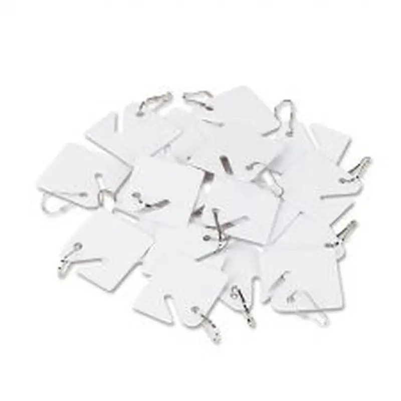 SecurIT Replacement Slotted Key Cabinet Tags, 1.63 x 1.5, White, 20/Pack