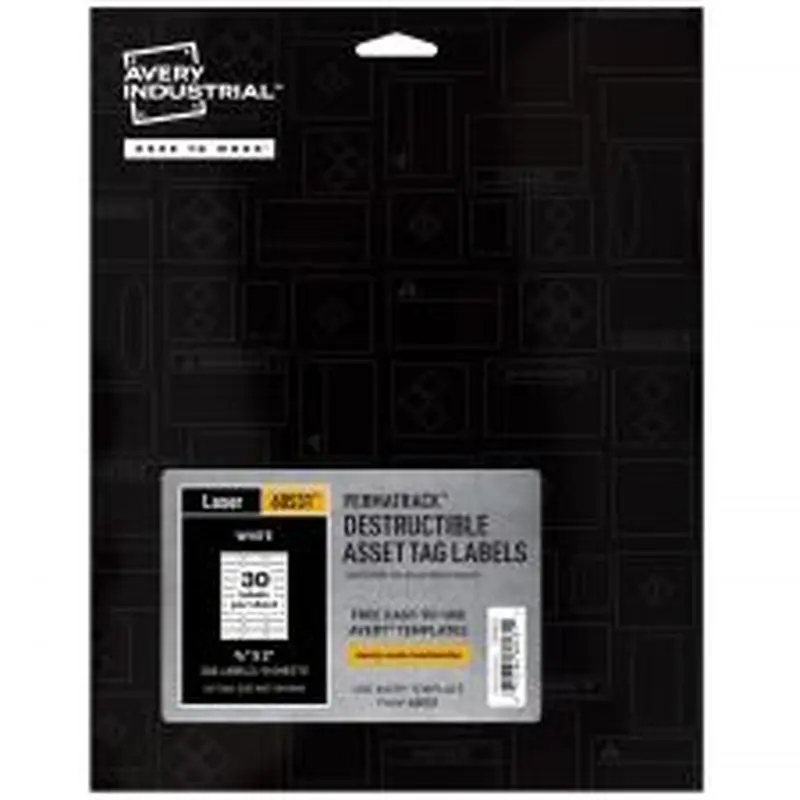 Avery PermaTrack Destructible Asset Tag Labels, 3/4" x 2", White, Pack Of 240