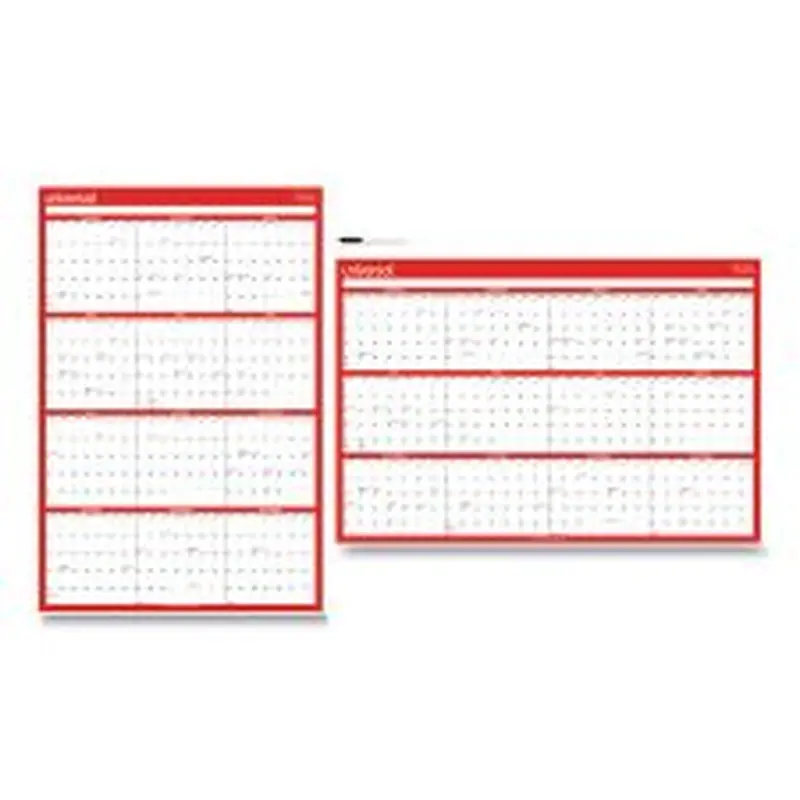 Universal Erasable Wall Calendar, 24 x 36, White/Red Sheets, 12-Month (Jan to Dec): 2026