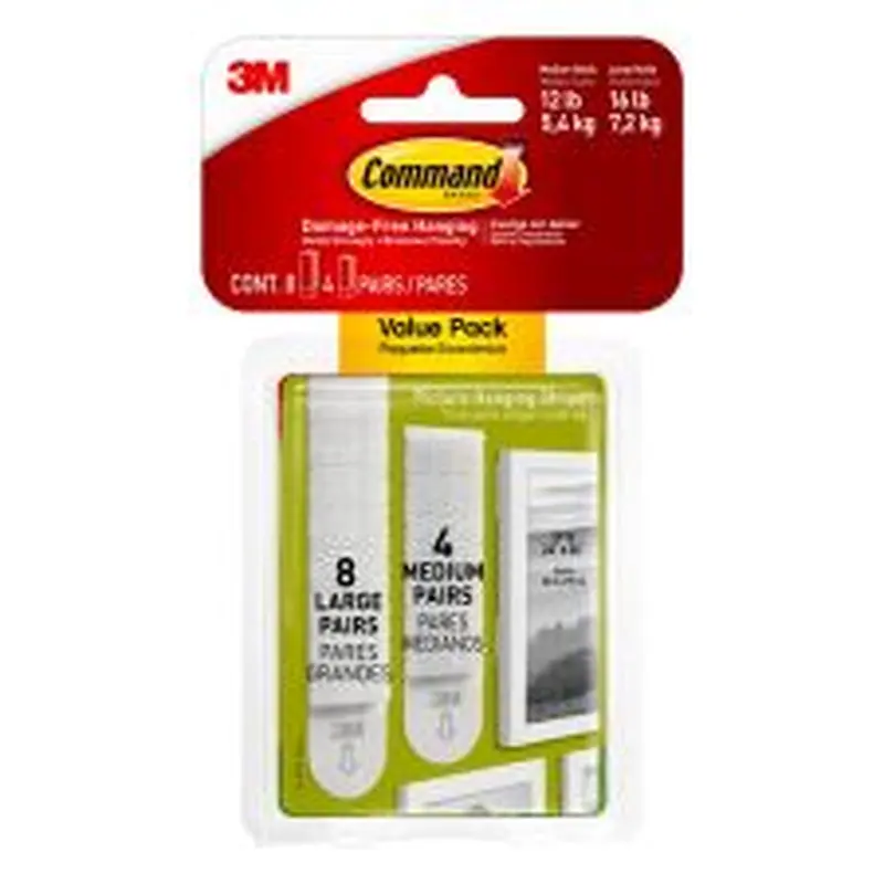 Command Medium and Large Picture Hanging Strips, Damage Free Hanging Picture Hangers, No Tools Wall Hanging Strips For Living Spaces - 17209-ES