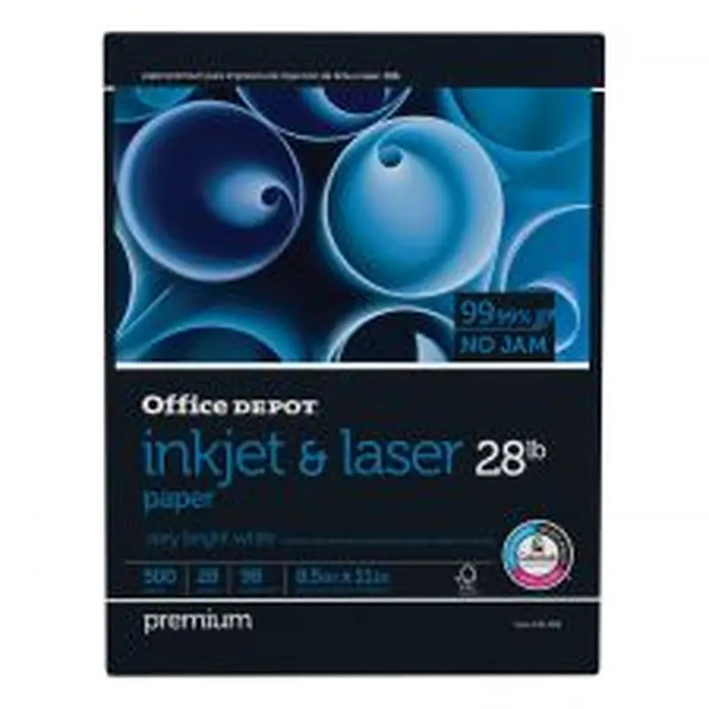 Inkjet And Laser Paper, 1 Ream, White, Letter Size (8 1/2" x 11"), Ream Of 500 Sheets, 28 Lb, 98 Brightness