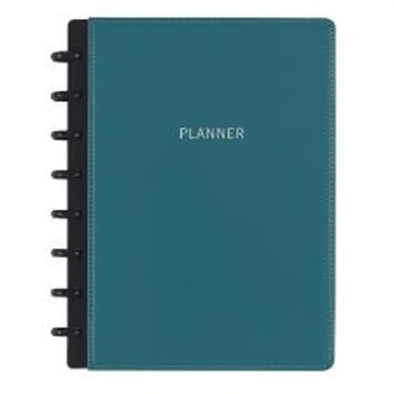 TUL Discbound Monthly Planner Starter Set, Undated, Junior Size, Leather Cover, Teal