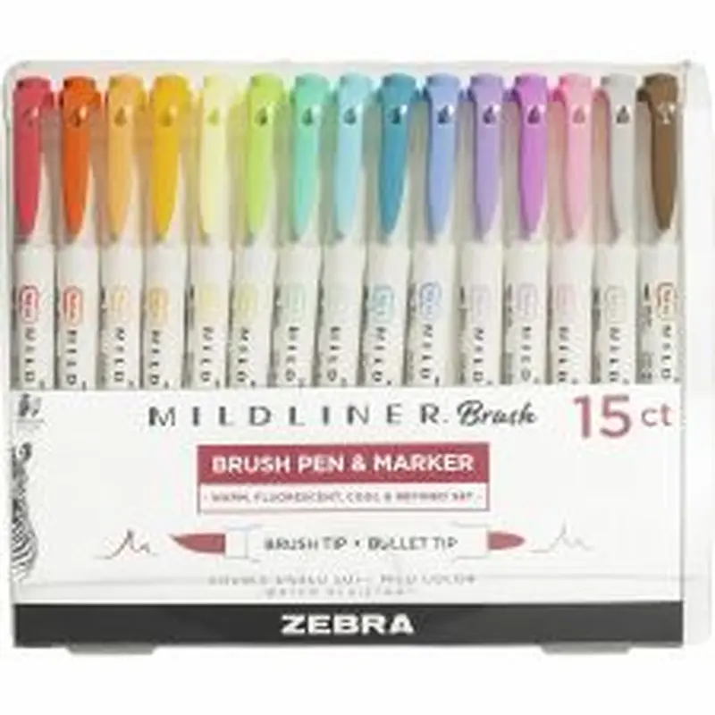 Zebra MILDLINER Dual Ended Brush Pen & Marker Set
