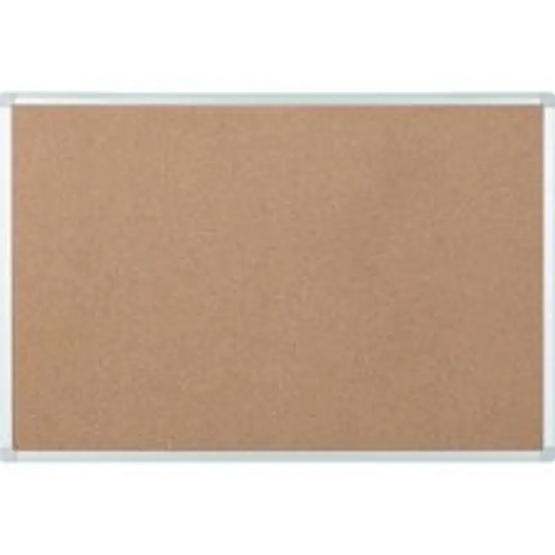 Bi silque Ayda Cork Bulletin Board, 24" x 36", Aluminum Frame With Silver Finish