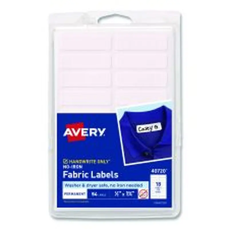Avery No-Iron Fabric Labels, 0.5 x 1.75, White, 18/Sheet, 3 Sheets/Pack