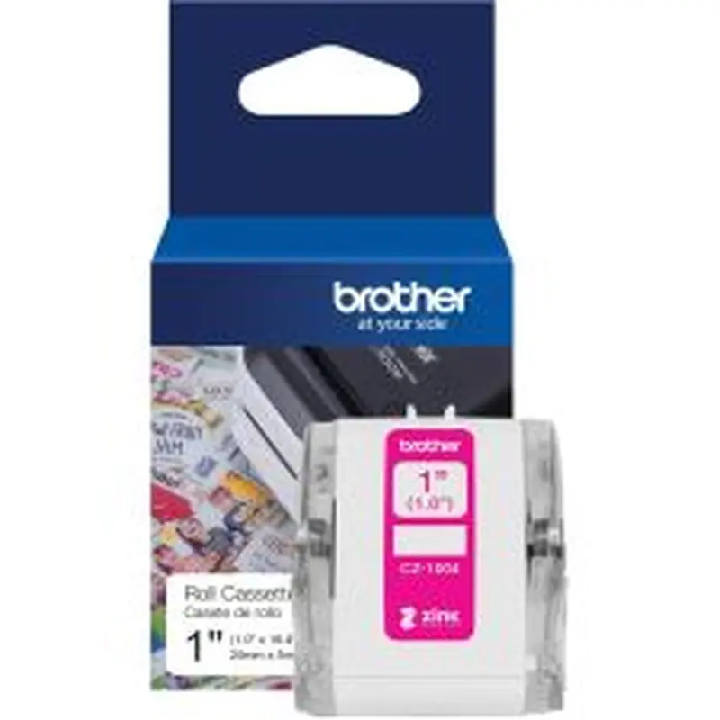 Brother Genuine CZ-1004 continuous 1" (1.0") 25 mm wide x 16.4 ft. (5 m) long label roll featuring ZINK Zero Ink technology - CZ1004
