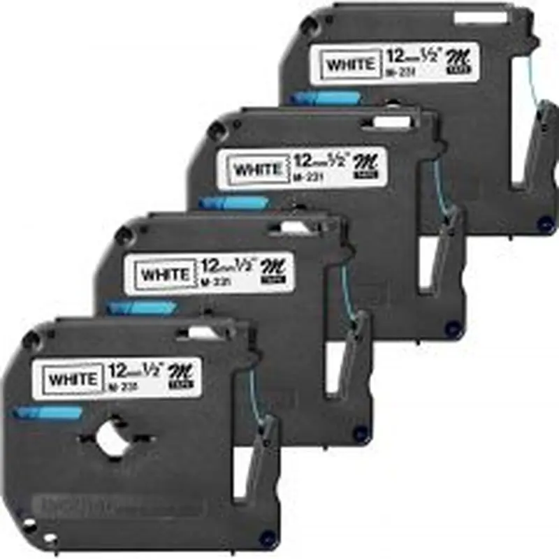 Brother P touch P touch Nonlaminated M Series Tape Cartridge 1/2" Width Direct Thermal White Non laminated, Self adhesive 4 / Bundle