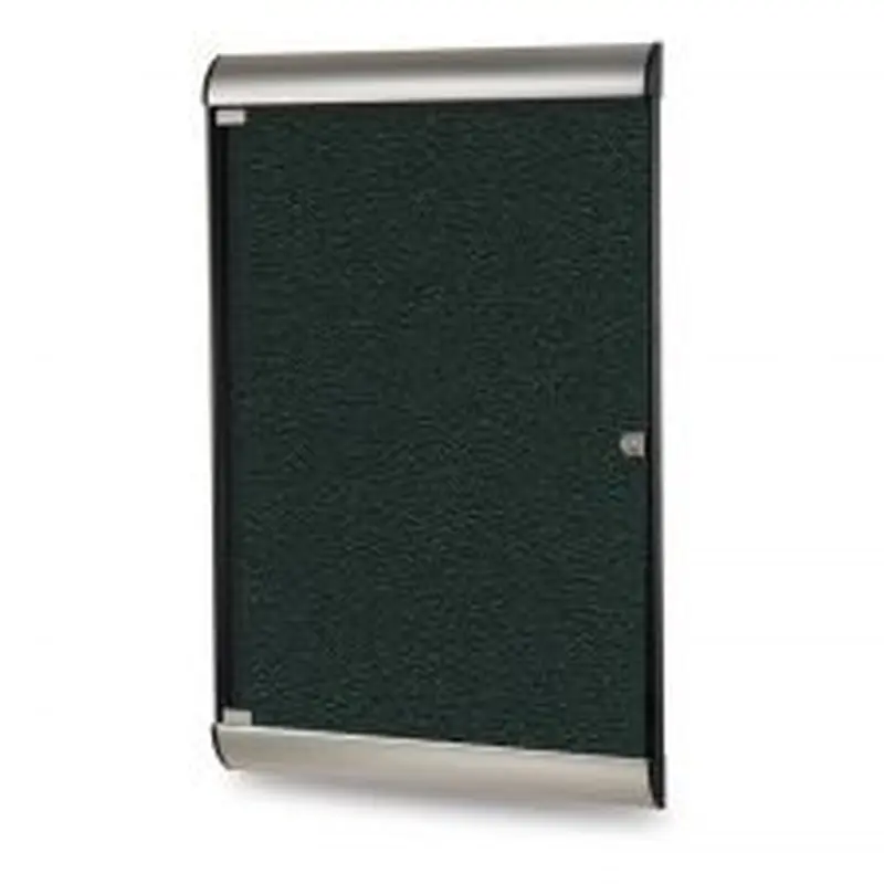 Ghent Silhouette 1-Door Enclosed Bulletin Board, Vinyl, 42-1/8" x 27-3/4", Ebony, Satin Black Aluminum Frame
