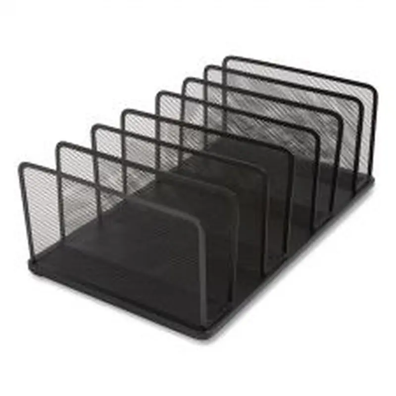 TRU RED Wire Mesh Vertical Document Sorter, 7 Sections, Letter-Size, 8.54 x 15.43 x 8.77, Matte Black
