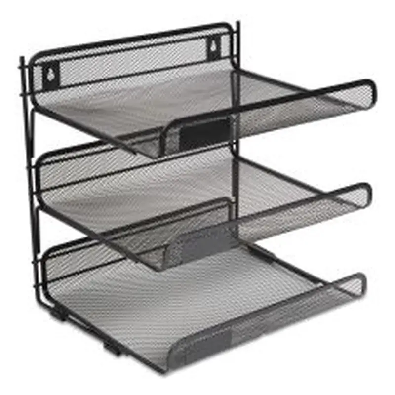 TRU RED Side-Load Open Design Wire Mesh Horizontal Document Organizer, 3 Sections, Letter-Size, 13.78 x 11.22 x 13.38, Matte Black