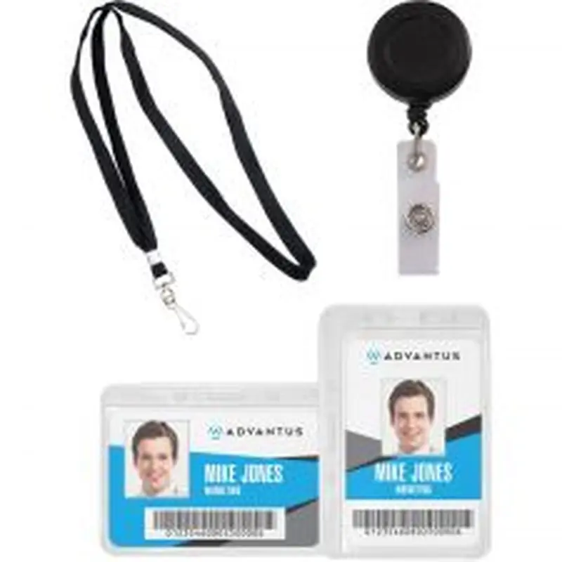 Advantus Badge Holder - Horizontal/Vertical - Assorted, Clear - 50 / Pack