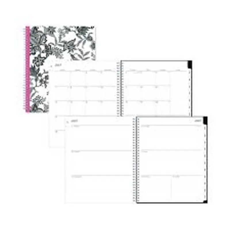 Blue Sky Analeis Create-Your-Own Cover Weekly/Monthly Planner, Floral, 11 x 8.5, White/Black/Coral, 12-Month (July to June): 2025-2026